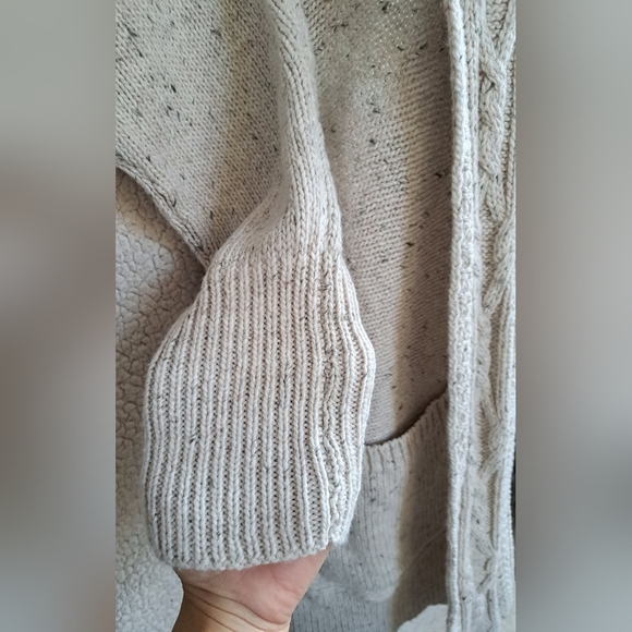 Women's Chaps Beige Cable Knit Cardigan with Pockets - Picture 7 of 13